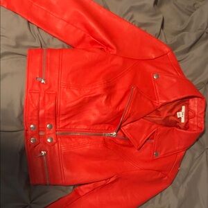 Bar III Bold Red Leather Jacket